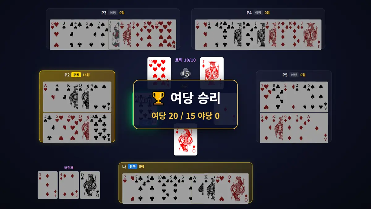 결과 — 20:0 런 장면